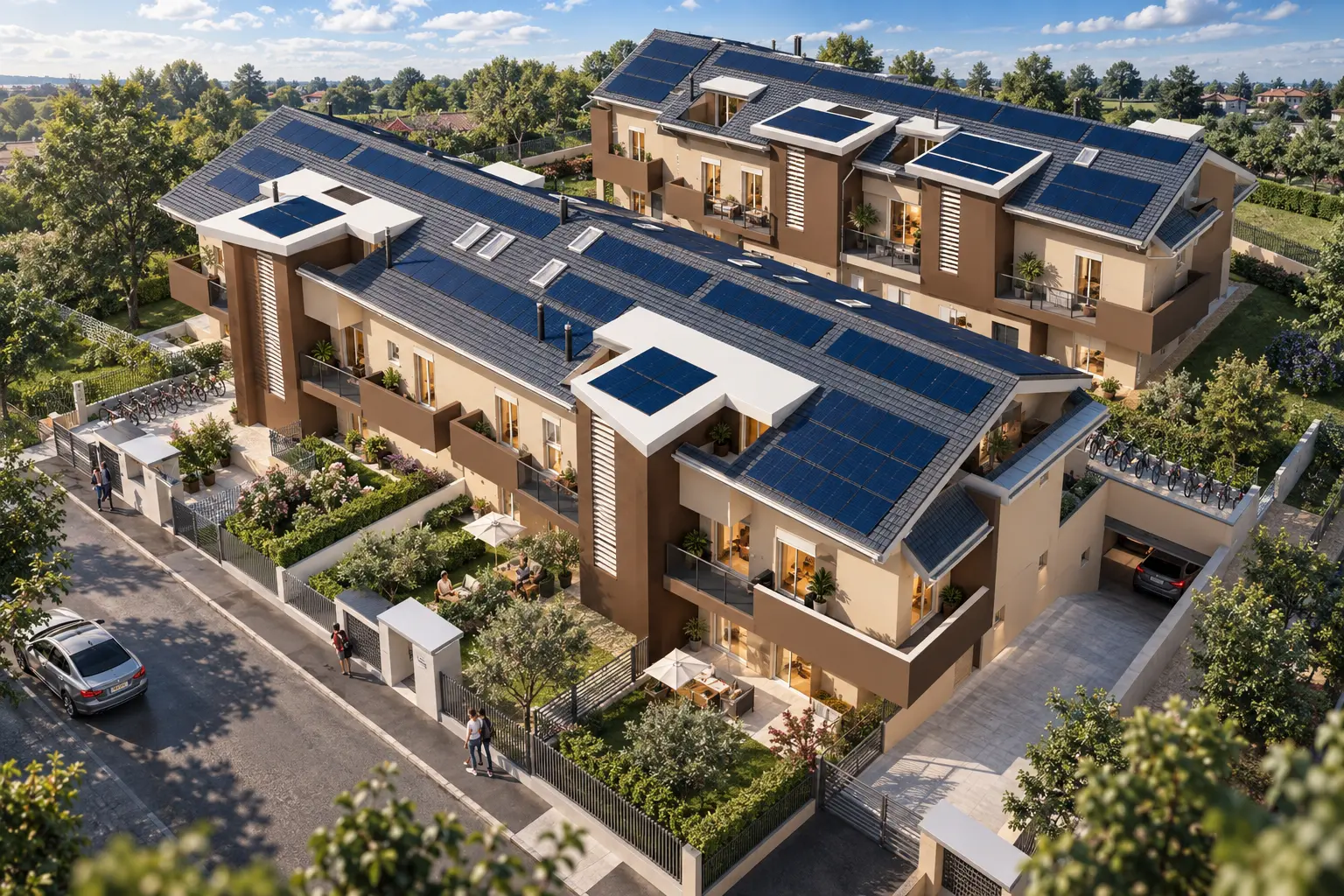 Render aereo della palazzina B