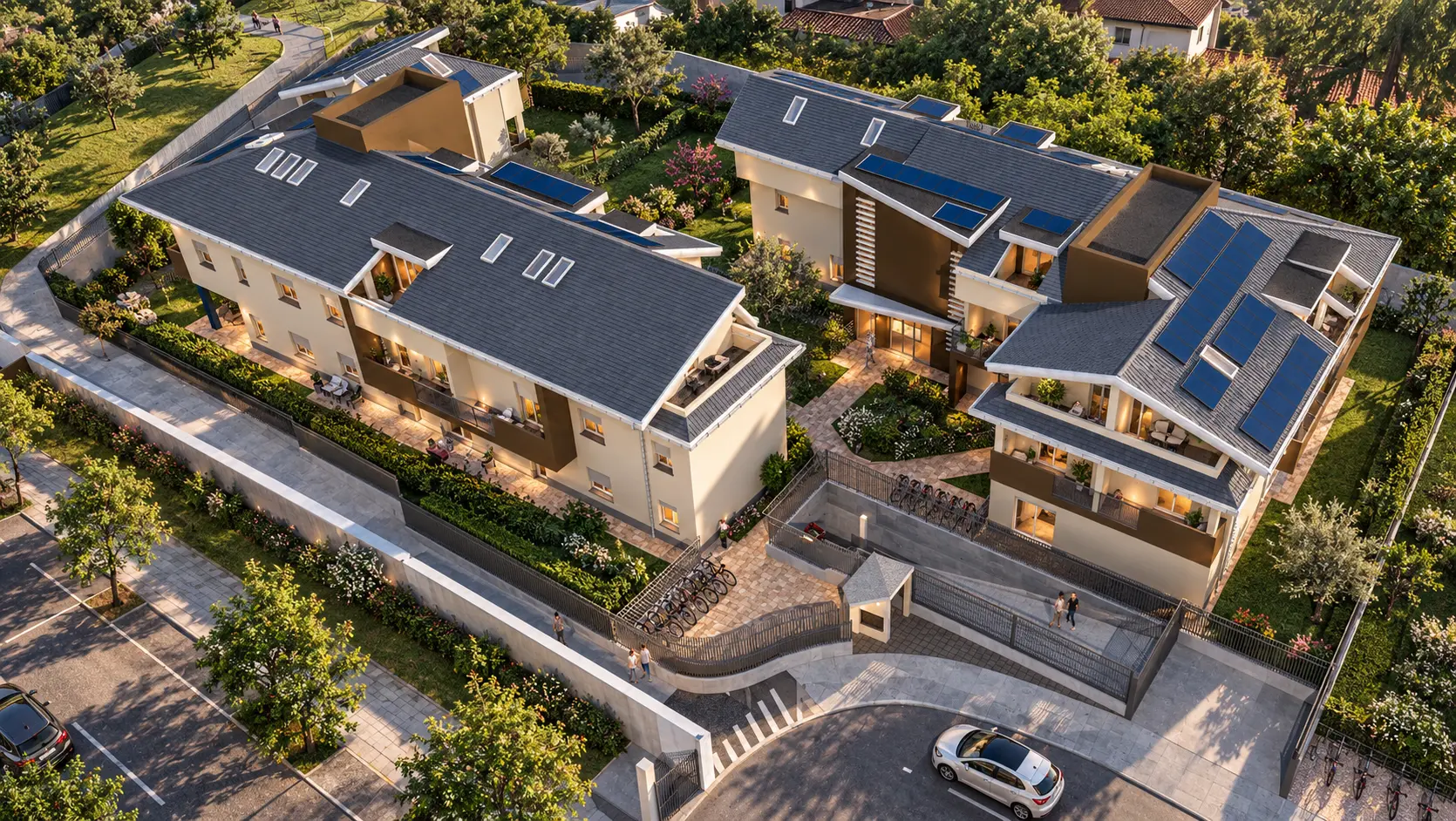 Render aereo della palazzina A